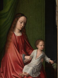 キリストのバプテスマの外装パネルの詳細、1502-08年頃（パネルに油彩） 作： Gerard David