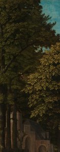 森の景色、トリプティクの外側左翼 作： Gerard David