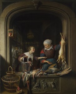 Poulterersショップ、c。 1670 作： Gerrit Dou