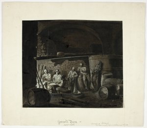 男性トランプとワインセラー 作： Gerrit Dou