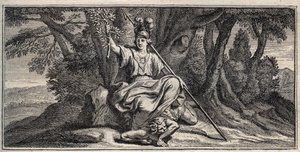 不協和音を叩くミネルバ - Minerva Terrassant la discorde - Daniel Halle（1614-1675）の後にGerard Edelinckが描いたエングレーヴィング。