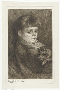 猫とエレオノーラ・ボスの肖像 作： Gerard Jan Bos (signed by artist)