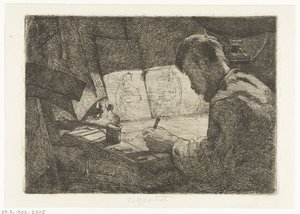 製図板の後ろの自画像 作： Gerard Jan Bos