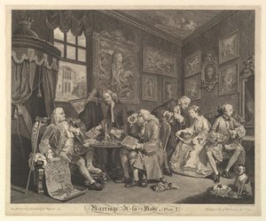 結婚アラモード、プレートI、1745年4月1日。 作： Gerard Jean Baptiste Scotin