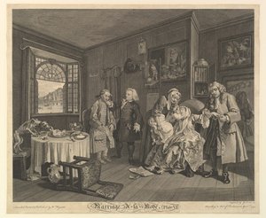 結婚アラモード、プレートVI、1745年4月1日。 作： Gerard Jean Baptiste Scotin