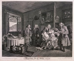 「マリッジ ア ラ モード、プレート VI」、1745 年 作： Gerard Jean Baptiste Scotin