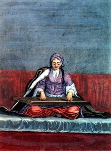 チターを弾くトルコの少女 ジェラール・ジャン・バティスト・スコタン（1671-1716）（エングレーヴィング 作： Gerard Jean Baptiste Scotin