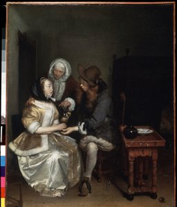 レモネードを一杯。 Gerard Ter Borch the Younger (1617-1681) による絵画。 キャンバスに油彩、67 x 54 cm、1660 年頃。オランダ美術、バロック美術。 エルミタージュ美術館、サンクトペテルブルク。 作： Gerard Terborch