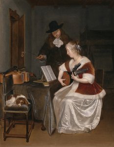 音楽レッスン、c。 1670年。 作： Gerard Terborch II