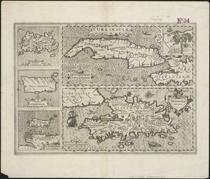 キューバ島;ヒスパニオラ島、ヘンドリックホンディウス、1633年 作： Gerard after Mercator