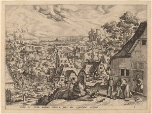 トバイアスは花嫁と一緒に家に帰ります 作： Gerard de Jode after Hans Bol