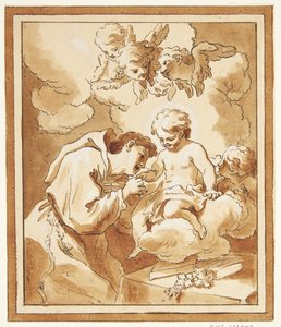 雲の上に浮かぶ赤ん坊のイエス 作： Gerard de Lairesse