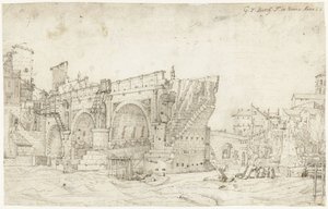 テヴェレ川に架かる壊れた橋、ローマ 作： Gerard ter Borch