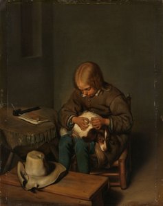 犬から逃げる少年 作： Gerard ter Borch (II) (copy after)