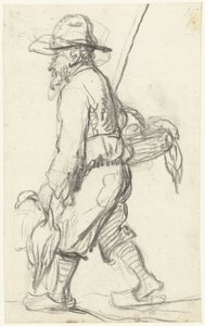 アヒルのバスケットを持つハンター 作： Gerard ter Borch (II) (possibly)