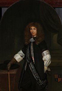 ヤコブ・デ・グラフ (1642-90)。 将校の制服を着て 作： Gerard ter Borch (II) (signed by artist)