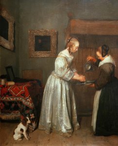 彼女の手を洗う女性 作： Gerard ter Borch