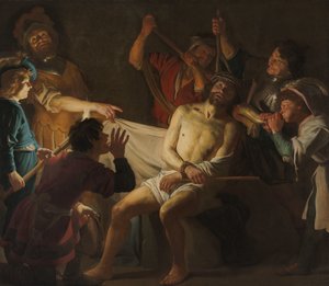 いばらの冠をかぶったキリスト (マタイ 27:27-31) 作： Gerard van Honthorst
