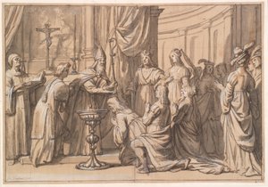 ハロルド・クラックと彼の家族がマインツでバプテスマを受ける 作： Gerard van Honthorst