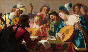 ルネッサンス後期/バロック初期の音楽家 (ジェラルド・ファン・ホントルスト、コンサート、1623) 作： Gerard van Honthorst