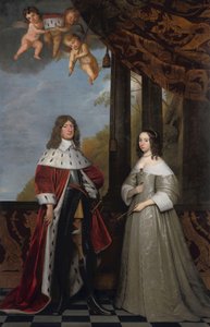 ブランデンブルク選帝侯フリードリヒ・ヴィルヘルム (1620-88) とその妻ルイーズ・ヘンリエット (1627-67) オランジュ・ナッソー伯爵夫人の肖像 作： Gerard van Honthorst