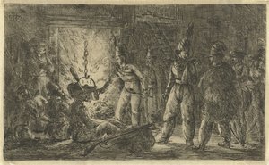 火のそばの兵士 農民小屋のコサック 作： Gerardus Emaus de Micault