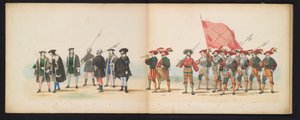 ライデン学生の仮面舞踏会、1855年（プレート3） 1855 年 6 月 12 日にライデン学生団のメンバーが開催した衣装を着た行進。 作： Gerardus Johannes Bos