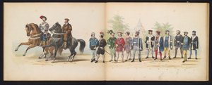 ライデン学生のマスカレード、1855年（プレート4） 1855 年 6 月 12 日にライデン学生団のメンバーが開催した衣装を着た行進。 作： Gerardus Johannes Bos