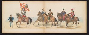 ライデン学生のマスカレード、1855年（プレート7） 1855 年 6 月 12 日にライデン学生団のメンバーが開催した衣装を着た行進。 作： Gerardus Johannes Bos