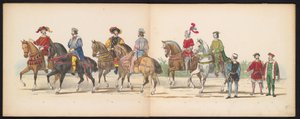 ライデン学生のマスカレード、1855年（プレート9） 1855 年 6 月 12 日にライデン学生団のメンバーが開催した衣装を着た行進。 作： Gerardus Johannes Bos