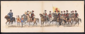 ライデン学生の仮面舞踏会、1870年（プレート1） 1870 年 6 月 7 日にライデン学生団のメンバーが開催した衣装を着た行進。 作： Gerardus Johannes Bos