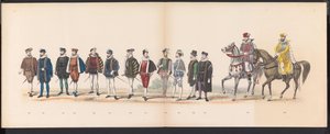 ライデン学生の仮面舞踏会、1870年（プレート12） 1870 年 6 月 7 日にライデン学生団のメンバーが開催した衣装を着た行進。 作： Gerardus Johannes Bos