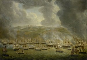 1816年アルジェへの英蘭連合戦隊の攻撃 作： Gerardus Laurentius Keultjes