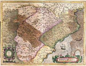 スペインのアラゴンとカタルーニャ地方（エングレービング 作： Gerardus Mercator