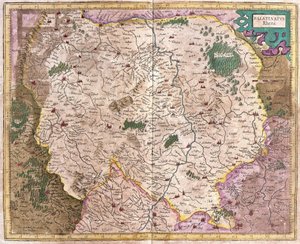 ドイツ、バイエルン地方とドナウ川（彫刻 作： Gerardus Mercator