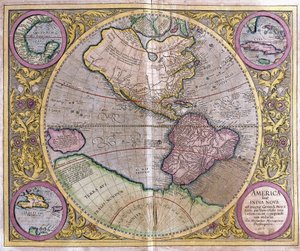 北米、南米、ニューギニア 作： Gerardus Mercator