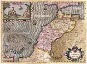 カナリア諸島のある北西アフリカ(エングレーヴィング) 作： Gerardus Mercator