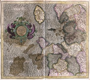 北西イングランド（彫刻 作： Gerardus Mercator