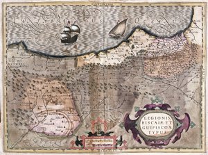 スペイン、オビエド、ブルゴス、ビルバオ、バイヨンヌ（アストゥリアス）（エングレービング 作： Gerardus Mercator