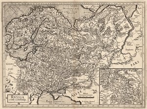 ロシア兼コンフィニス。 ロシアの地図、1587 年。 作： Gerardus Mercator