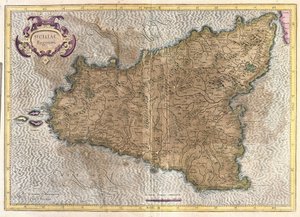 イタリア・シチリア島（彫刻 作： Gerardus Mercator