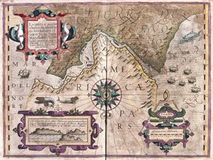 マゼラン海峡（彫刻 作： Gerardus Mercator