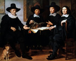 アムステルダムクーパースとワインレーカーギルドの4人の役員、1657年。 作： Gerbrand van den Eeckhout