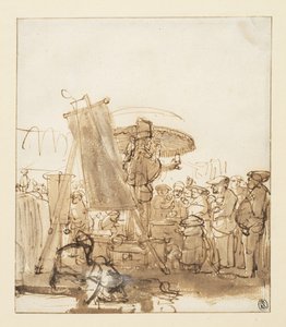 群衆に向かって演説するヤブ医者（1637年頃