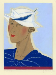 青い羽の女性の帽子1933 - G.Hartung 作： Gerd Hartung