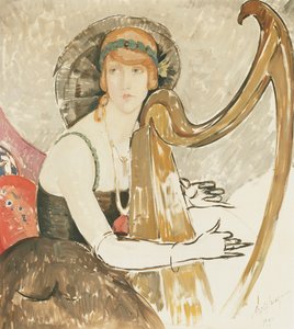 ハープを弾く女性 作： Gerda Marie Frederike Wegener