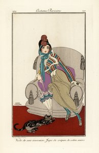 スコットランドのシルクのベストを着た女性、クレープのコットンスカート。 作： Gerda Marie Frederike Wegener