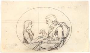 フレデリック皇太子と皇太子 (Chr. VIII) は故ソフィー・フレデリック皇太子妃の肖像を示しています 作： Gerhard Ludvig Lahde
