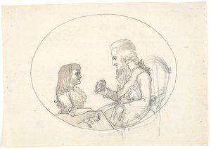 フレデリック皇太子と皇太子 (Chr. VIII) は故ソフィー・フレデリック皇太子妃の肖像を示しています 作： Gerhard Ludvig Lahde