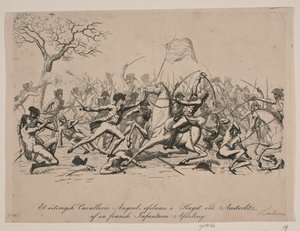 アウステルリッツの戦いでオーストリアの騎兵隊の攻撃が撃退される 作： Gerhard Ludvig Lahde